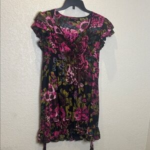 Betsey Johnson silk Pink and Green Floral Dress